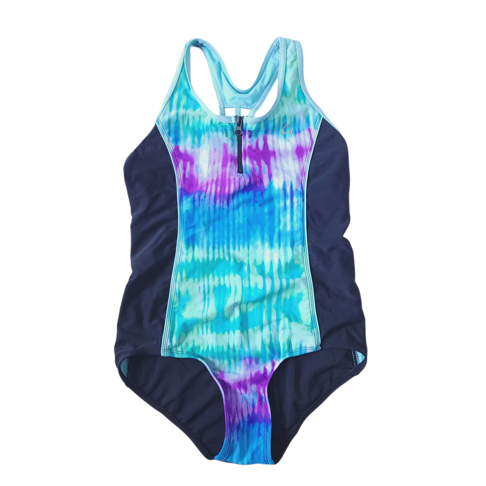 Gerry One Piece Swimsuit Girls Large 14 Blue and Black Bathing Suit Kids